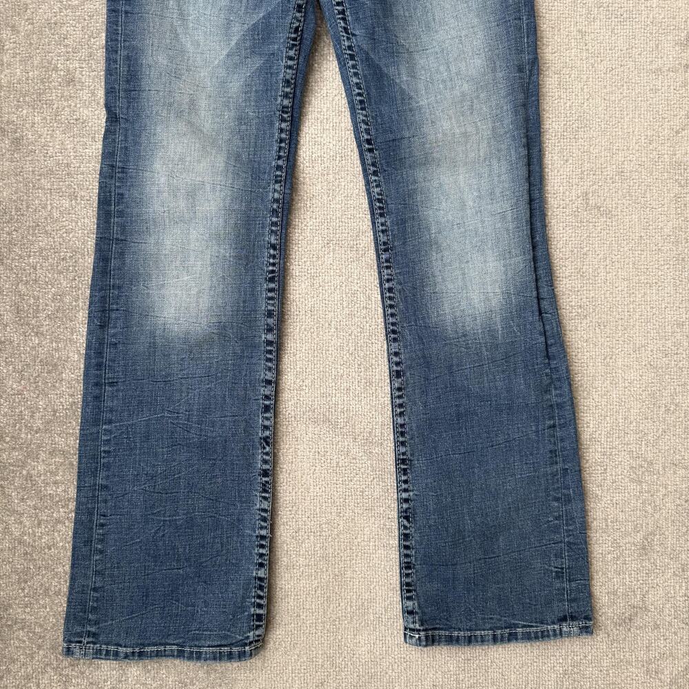 BKE Aiden Bootcut Jeans Womens 28R Blue Wash Mid Rise Stretch Embroidered - Picture 3 of 12